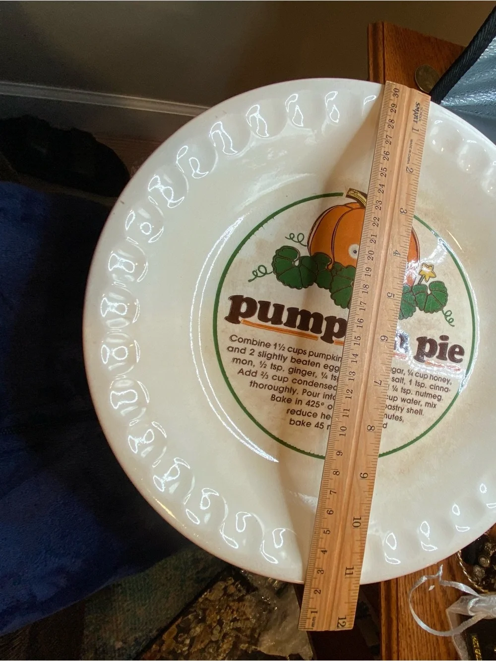 Thanksgiving Pumpkin Pie Ceramic Pie Dish with Orange Pumpkin Graphic- Fallcore